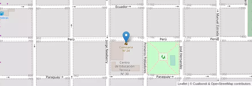 Mapa de ubicacion de Comisaría Nº 24 en آرژانتین, شیلی, استان ریو نگرو، آرژانتین, Cipolletti, Departamento General Roca.