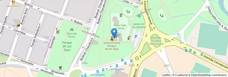 Mapa de ubicacion de Comisaria Parque de las tejas en Argentina, Córdova, Departamento Capital, Pedanía Capital, Córdoba, Municipio De Córdoba.