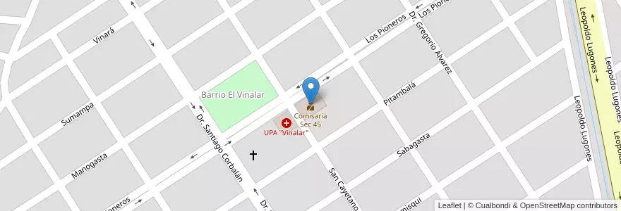 Mapa de ubicacion de Comisaria Sec 45 en アルゼンチン, サンティアゴ・デル・エステロ州, Departamento Capital, Santiago Del Estero.
