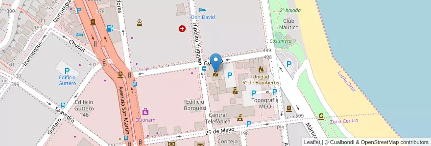 Mapa de ubicacion de Comisaría Seccional 1º - Primera en الأرجنتين, محافظة سانتا كروز, تشيلي, Deseado, Caleta Olivia.