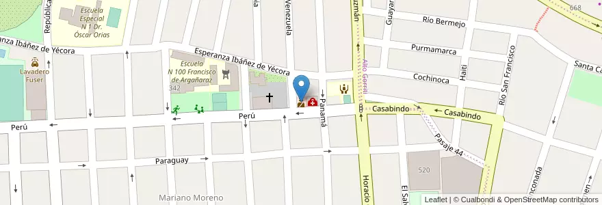 Mapa de ubicacion de Comisaría Seccional 30 Mariano Moreno en アルゼンチン, フフイ州, Departamento Doctor Manuel Belgrano, Municipio De San Salvador De Jujuy.