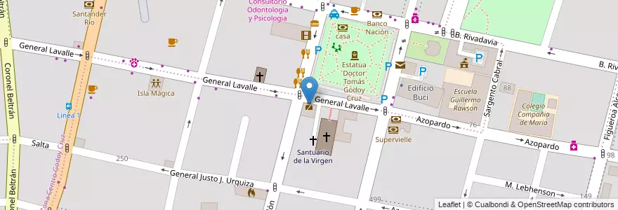 Mapa de ubicacion de Comisaria Seccional N°7 - Fiscalía N°3 en アルゼンチン, チリ, メンドーサ州, Godoy Cruz, Departamento Godoy Cruz, Distrito Ciudad De Godoy Cruz.