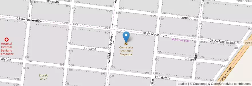 Mapa de ubicacion de Comisaría Seccional Segunda en Argentina, Chile, Santa Cruz, Las Heras, Deseado, Las Heras.