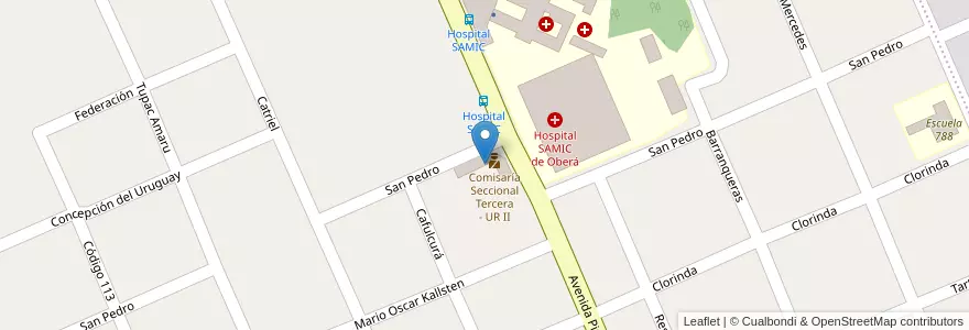 Mapa de ubicacion de Comisaría Seccional Tercera U.R. II en Arjantin, Misiones, Departamento Oberá.