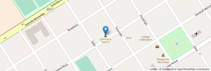 Mapa de ubicacion de Comisaría Tigre 4° en الأرجنتين, بوينس آيرس, Partido De Tigre, Benavídez.