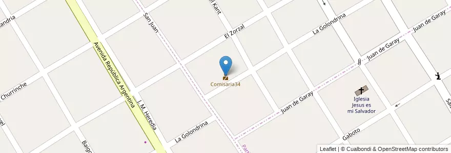 Mapa de ubicacion de Comisaria34 en Argentina, Buenos Aires, Partido De Lomas De Zamora, Temperley, San José.