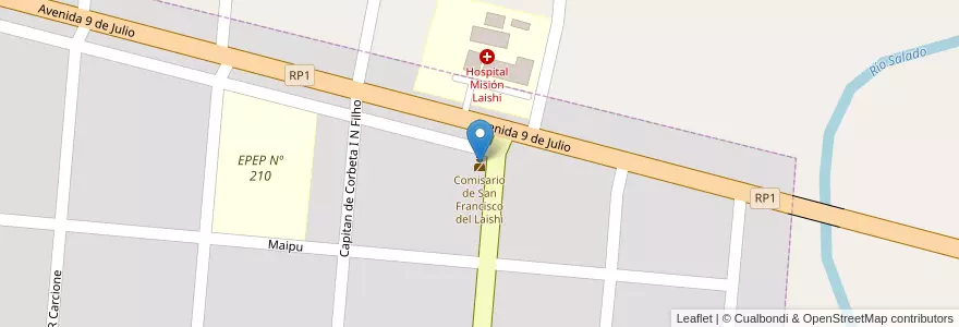 Mapa de ubicacion de Comisario de San Francisco del Laishi en アルゼンチン, フォルモサ州, Departamento Laishi, Municipio Misión San Francisco De Laishi, San Francisco De Laishí.
