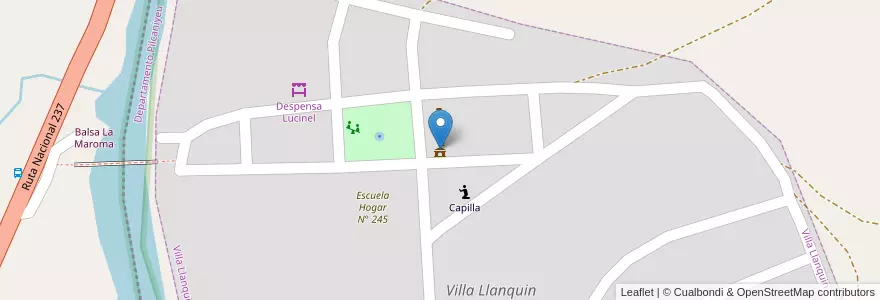Mapa de ubicacion de Comisión de fomento Villa Llanquin en アルゼンチン, チリ, リオネグロ州, Departamento Pilcaniyeu, Villa Llanquin.