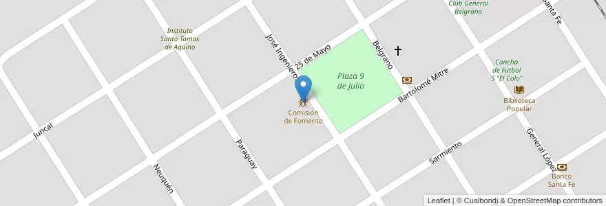 Mapa de ubicacion de Comisión de Fomento en Arjantin, Santa Fe, Departamento General López, Municipio De Santa Isabel.