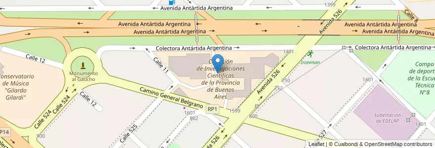 Mapa de ubicacion de Comisión de Investigaciones Científicas de la Provincia de Buenos Aires, Tolosa en Argentinië, Buenos Aires, Partido De La Plata, Tolosa.