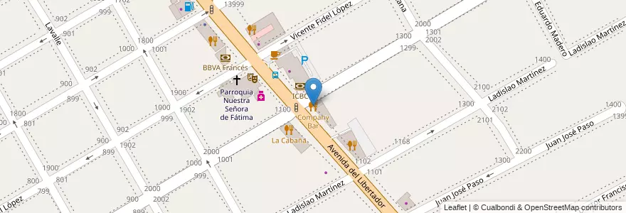 Mapa de ubicacion de Company Bar en Arjantin, Buenos Aires, Partido De San Isidro, Martínez.