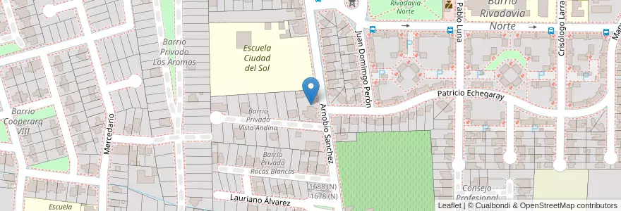 Mapa de ubicacion de Complejo Aguaribay en アルゼンチン, サンフアン州, チリ, Rivadavia.