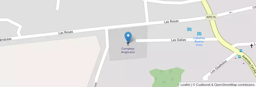 Mapa de ubicacion de Complejo Anglicano en الأرجنتين, Córdoba, Departamento Punilla, Pedanía Dolores, Municipio De Los Cocos.