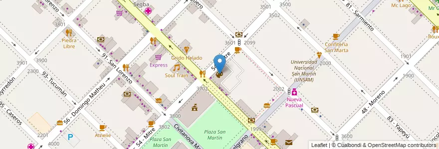 Mapa de ubicacion de Complejo Cultural Plaza en 阿根廷, 布宜诺斯艾利斯省, Partido De General San Martín, General San Martín, Villa Lynch.