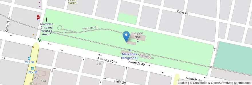 Mapa de ubicacion de Complejo cultural Trocha abierto en アルゼンチン, ブエノスアイレス州, Partido De Mercedes, Mercedes.
