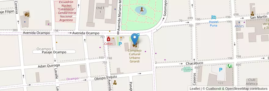 Mapa de ubicacion de Complejo Cultural Urbano Girardi en Аргентина, Катамарка, Departamento Capital, Municipio De San Fernando Del Valle De Catamarca, San Fernando Del Valle De Catamarca.