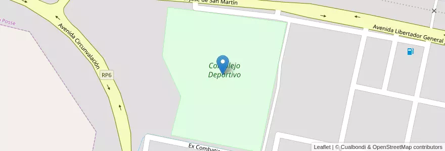 Mapa de ubicacion de Complejo Deportivo en Argentinië, Córdoba, Departamento Unión, Pedanía Ascasubi, Municipio De Justiniano Posse, Justiniano Posse.