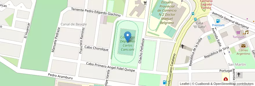 Mapa de ubicacion de Complejo Deportivo Carlos Canciani en 阿根廷, Jujuy, Departamento Palpalá, Municipio De Palpalá.