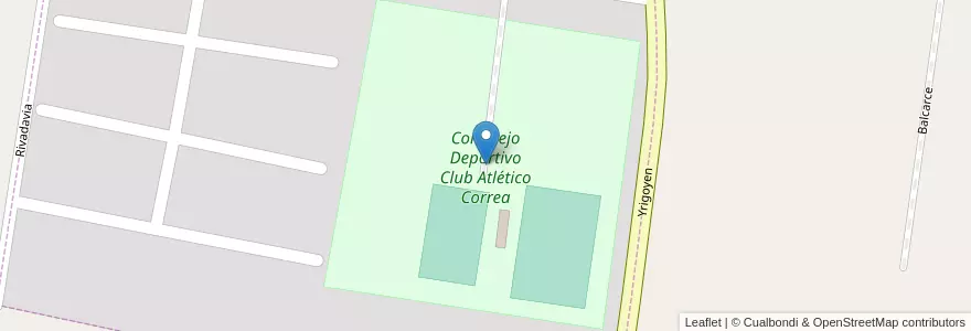 Mapa de ubicacion de Complejo Deportivo Club Atlético Correa en 아르헨티나, Santa Fe, Departamento Iriondo, Municipio De Correa, Correa.