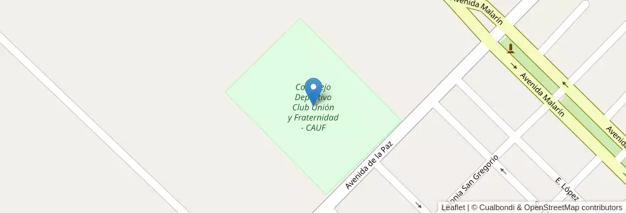 Mapa de ubicacion de Complejo Deportivo Club Unión y Fraternidad - CAUF en アルゼンチン, エントレ・リオス州, Departamento San Salvador, Distrito Arroyo Grande, San Salvador.