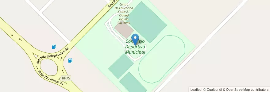 Mapa de ubicacion de Complejo Deportivo Municipal en 阿根廷, 布宜诺斯艾利斯省, Partido De San Cayetano, San Cayetano.