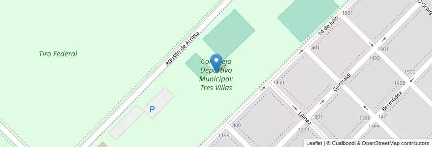 Mapa de ubicacion de Complejo Deportivo Municipal: Tres Villas en アルゼンチン, ブエノスアイレス州, Partido De Bahía Blanca, Bahía Blanca.