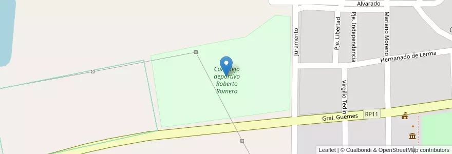 Mapa de ubicacion de Complejo deportivo Roberto Romero en 아르헨티나, Salta, General Güemes, Municipio De Campo Santo.