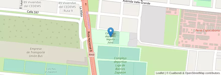 Mapa de ubicacion de Complejo deportivo Veguita Jujuy en آرژانتین, Jujuy, Departamento Doctor Manuel Belgrano, Municipio De San Salvador De Jujuy, Alto Comedero.