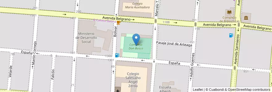 Mapa de ubicacion de Complejo Don Bosco en 阿根廷, Salta, Capital, Municipio De Salta, Salta.