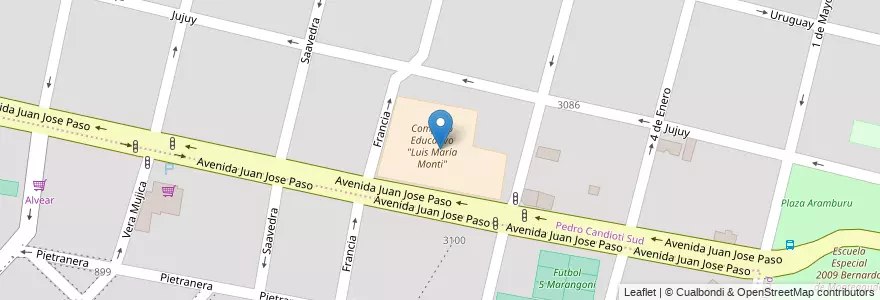 Mapa de ubicacion de Complejo Educativo "Luis María Monti" en آرژانتین, سانتافه, Departamento La Capital, Santa Fe Capital, سانتافه.