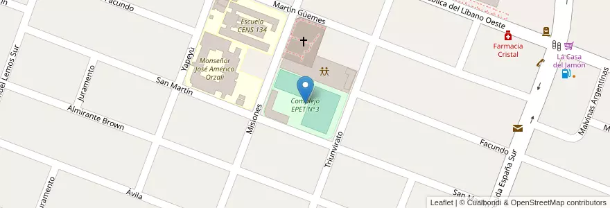 Mapa de ubicacion de Complejo EPET N°3 en Argentinien, San Juan, Chile, Rawson.