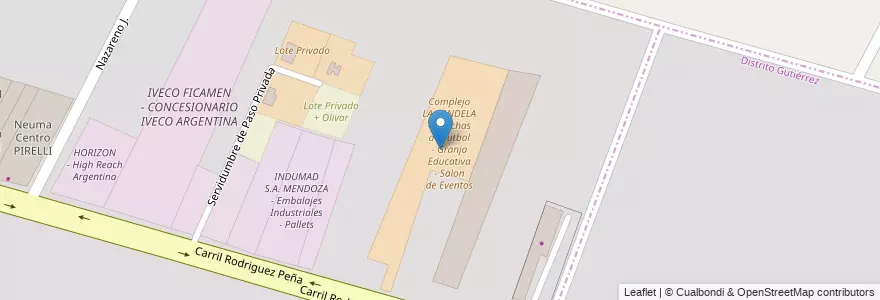 Mapa de ubicacion de Complejo LA CANDELA - Canchas de Futbol - Granja Educativa - Salon de Eventos en Arjantin, Şili, Mendoza, Departamento Maipú, Maipú.