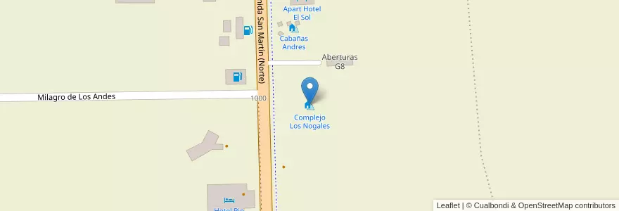 Mapa de ubicacion de Complejo Los Nogales en アルゼンチン, チリ, メンドーサ州, Departamento Malargüe, Distrito Ciudad De Malargüe.