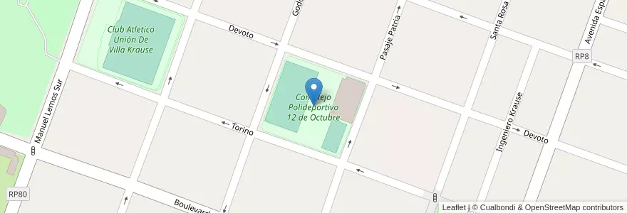 Mapa de ubicacion de Complejo Polideportivo 12 de Octubre en Arjantin, San Juan, Şili, Rawson.