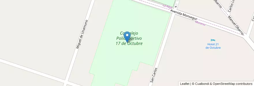 Mapa de ubicacion de Complejo Polideportivo 17 de Octubre en Argentina, Buenos Aires, Partido De Moreno, Moreno.