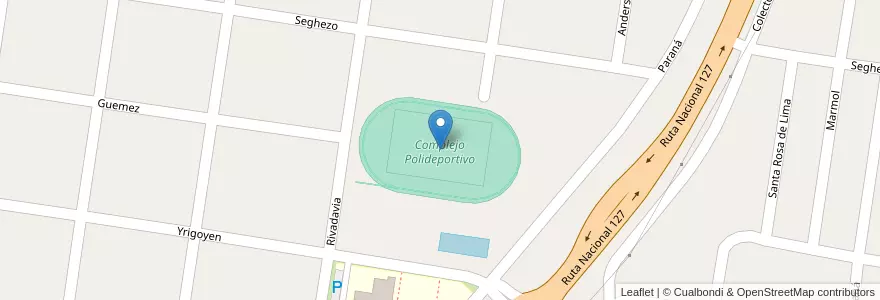 Mapa de ubicacion de Complejo Polideportivo en Аргентина, Междуречье, Departamento Federal, Distrito Francisco Ramírez, Federal.
