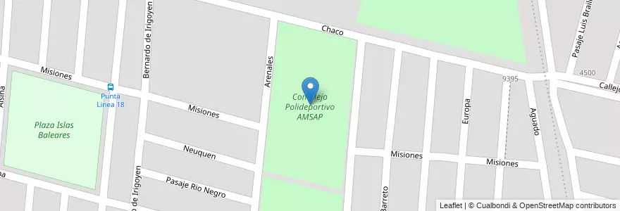 Mapa de ubicacion de Complejo Polideportivo AMSAP en Arjantin, Santa Fe, Departamento La Capital, Santa Fe Capital, Santa Fe.