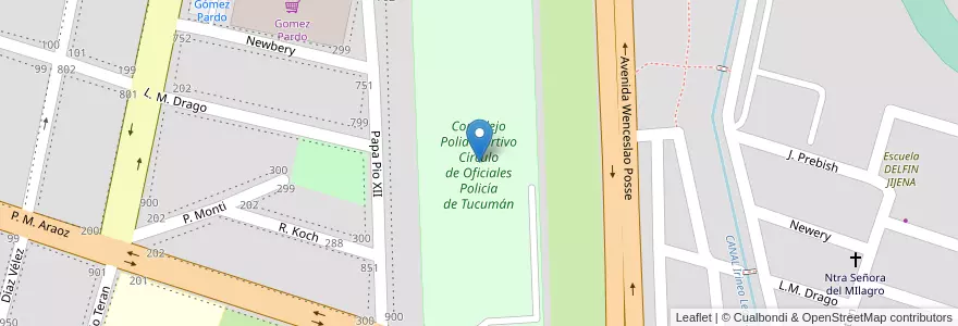 Mapa de ubicacion de Complejo Polideportivo Círculo de Oficiales Policía de Tucumán en アルゼンチン, トゥクマン州, San Miguel De Tucumán, Departamento Capital, San Miguel De Tucumán.