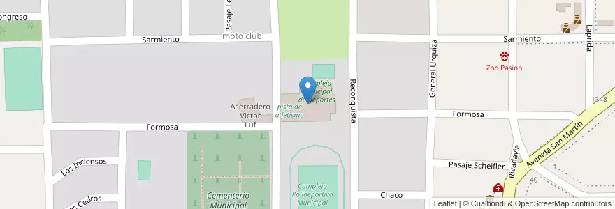 Mapa de ubicacion de Complejo Polideportivo Municipal en آرژانتین, Misiones, Departamento Libertador General San Martín, Municipio De Puerto Rico.
