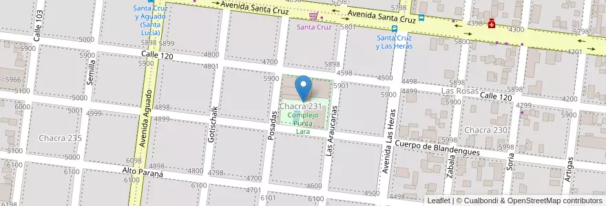 Mapa de ubicacion de Complejo Punta Lara en アルゼンチン, ミシオネス州, Departamento Capital, Municipio De Posadas, Posadas.