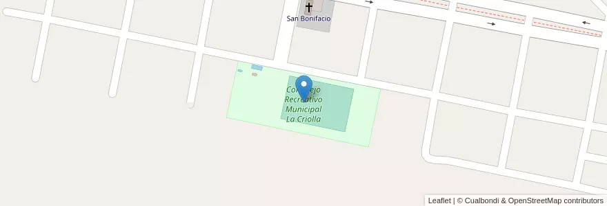 Mapa de ubicacion de Complejo Recreativo Municipal La Criolla en アルゼンチン, エントレ・リオス州, Departamento Concordia, Distrito Suburbios, La Criolla.