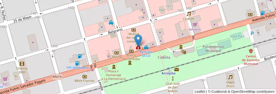 Mapa de ubicacion de Complejo Santa Rosa en Arjantin, Córdoba, Departamento San Justo, Municipio Arroyito, Pedanía Arroyito, Arroyito.