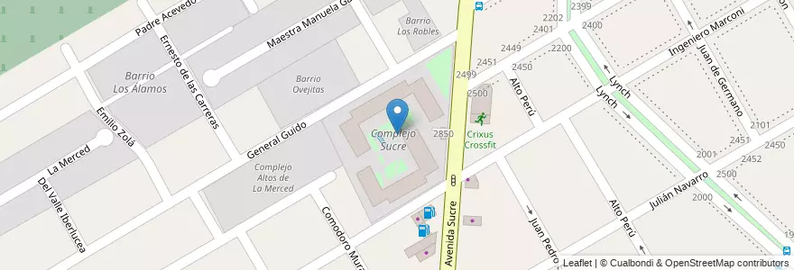 Mapa de ubicacion de Complejo Sucre en Argentinië, Buenos Aires, Partido De San Isidro, Beccar.