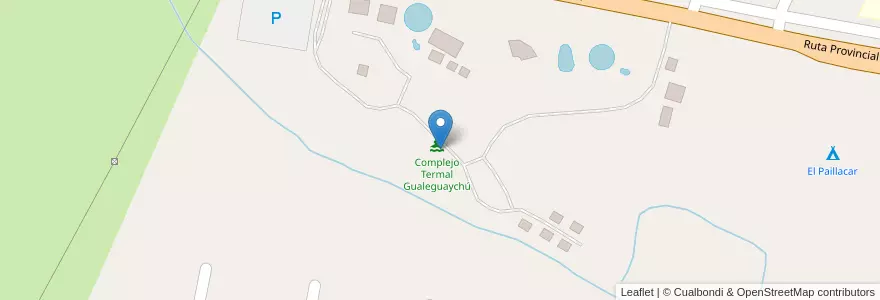 Mapa de ubicacion de Complejo Termal Gualeguaychú en 아르헨티나, 엔트레리오스주, Departamento Gualeguaychú, Distrito Costa Uruguay Norte.