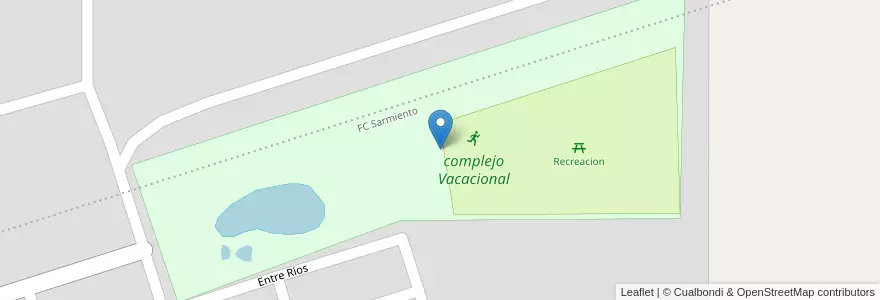 Mapa de ubicacion de complejo Vacacional en Argentinien, La Pampa, Departamento Quemú Quemú, Municipio De Colonia Barón, Colonia Baron.