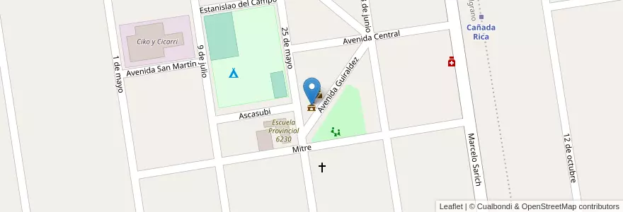 Mapa de ubicacion de Comuna en Arjantin, Santa Fe, Departamento Constitución, Municipio De Cañada Rica.