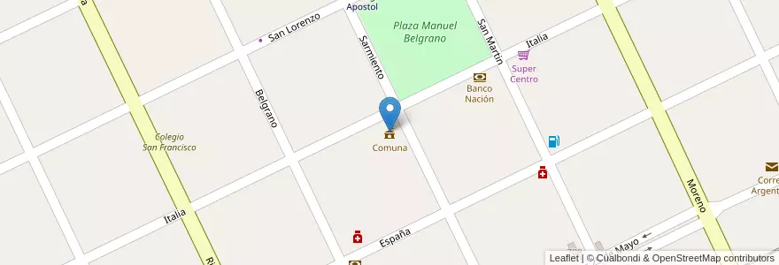Mapa de ubicacion de Comuna en Arjantin, Santa Fe, Departamento Constitución, Municipio De Alcorta.