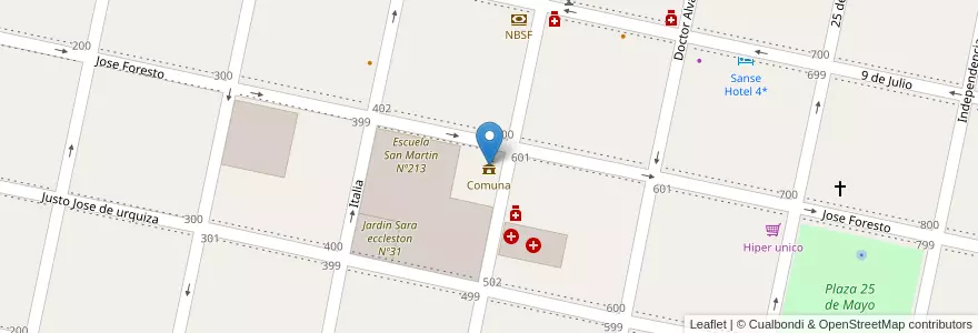 Mapa de ubicacion de Comuna en アルゼンチン, サンタフェ州, Municipio De Chañar Ladeado, Departamento Caseros.