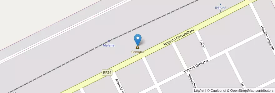 Mapa de ubicacion de Comuna en アルゼンチン, コルドバ州, Departamento Río Cuarto, Pedanía Cautiva, Comuna De Malena, Malena.
