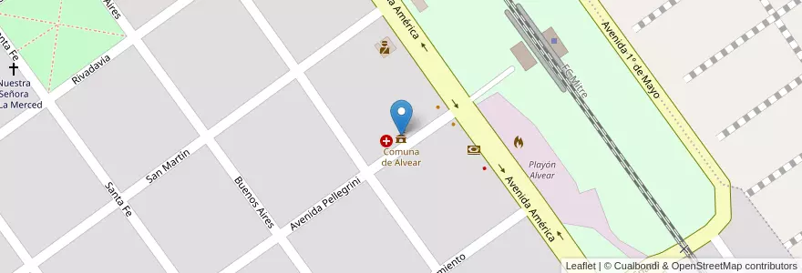 Mapa de ubicacion de Comuna de Alvear en Arjantin, Santa Fe, Departamento Rosario, Municipio De Alvear, Alvear.